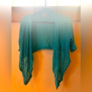 Turquoise shirt cardigan